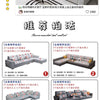 A green elastic sofa cover with a full backrest shown in various configurations and installation steps.