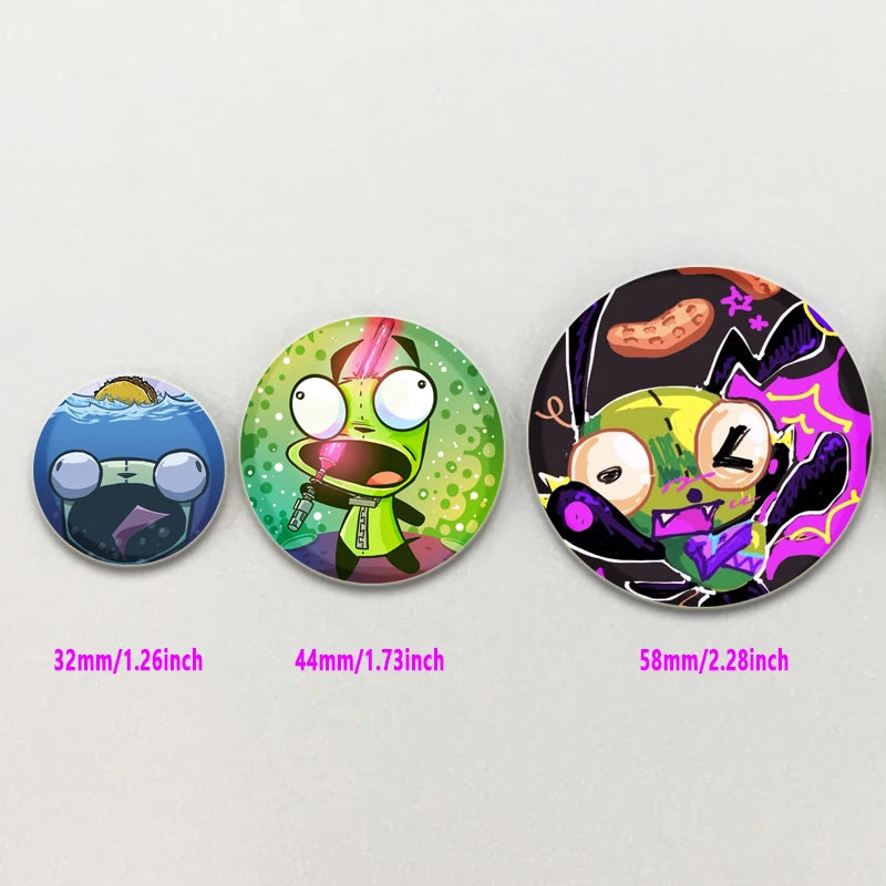 A set of three enamel pins featuring characters from Invader ZIM anime