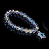 A strand of multi-size shiny AB crystal glass beads used for jewelry making
