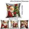 A set of two festive Christmas pillowcases featuring Santa Claus and a snowman on an icy background.