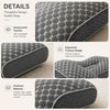 Close-up view of a gray honeycomb texture pillow designed for neck and shoulder support.