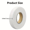 Roll of white iron-on fusible hem tape with a diameter of 0.59 inches.