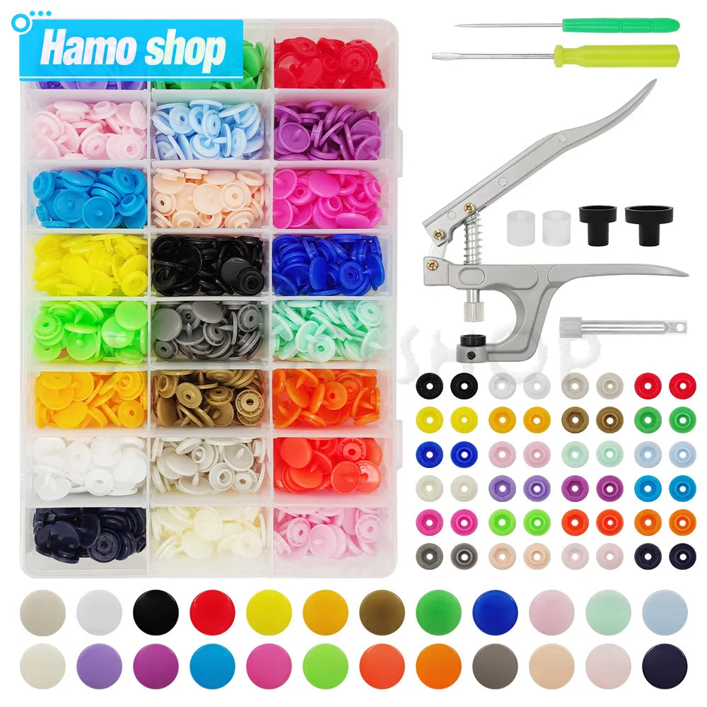 A variety of colorful resin buttons and fasteners in various shapes and colors for DIY sewing and crafting projects.