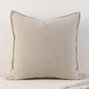 A solid beige chenille throw pillow cover with a subtle vertical stitch texture.
