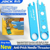 Blue multi-function needle threader with built-in ruler and anti-prick needle for sewing machines