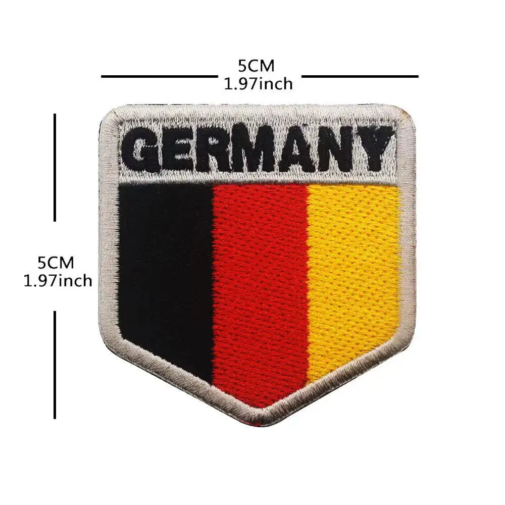 Embroidered Germany flag hook and loop patch featuring the black, red, and gold horizontal stripes.