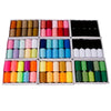 A collection of 10-pack high-quality polyester sewing thread in various colors and shades arranged in small compartments.