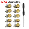 A set of 10 metal jeans buttons and a screwdriver for repair kit