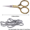 Vintage stainless steel sewing scissors and a silver chain with a total length of 31.1 inches.