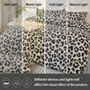 A set of leopard print duvet covers shown in dim, warm, cold, and natural light to demonstrate different visual effects.