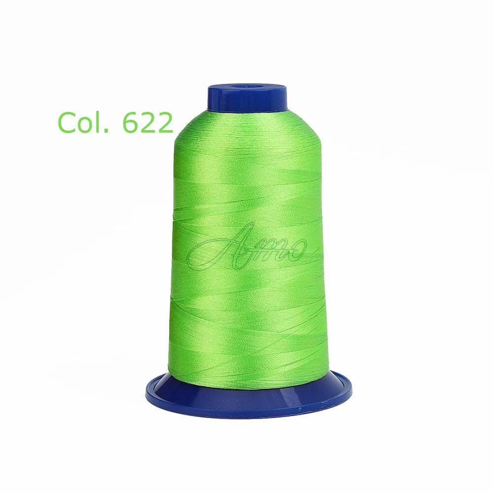 A spool of bright lime green embroidery thread labeled Col. 622.