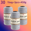 Three spools of Hollow yarn, 1 bag equals 3 pieces, totaling 450g for knitting and crochet.