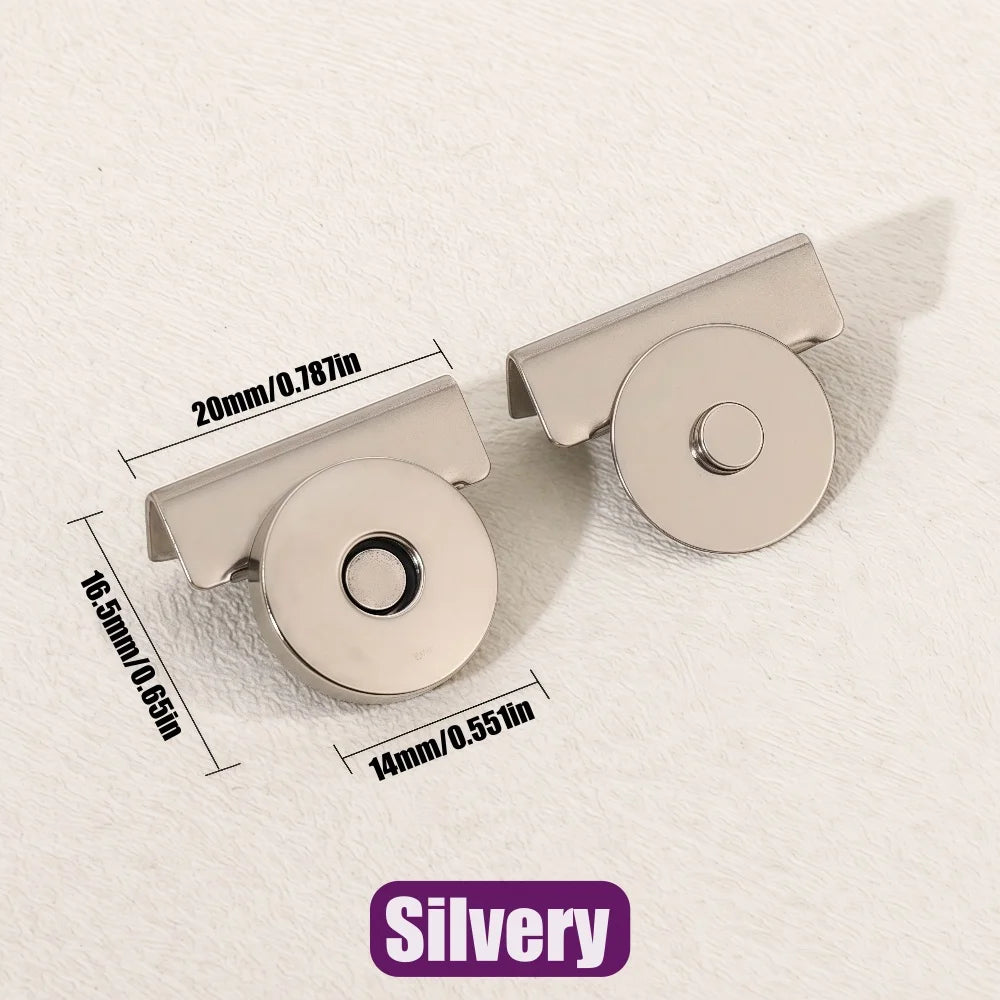 Silver magnetic button clasps shown with dimensions 20mm and 16.5mm.