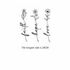 Outline drawing of the words faith hope and love written in a floral style