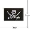 Black embroidery patch featuring a white pirate skull design for tactical gear
