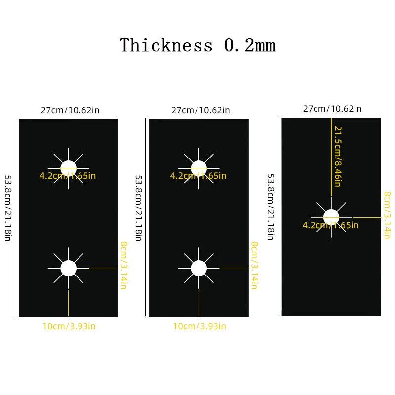 Diagram showing the thickness and dimensions of a product, labeled as Thickness 0.2mm.