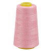 A pink spool of premium sewing thread with a yellow core.