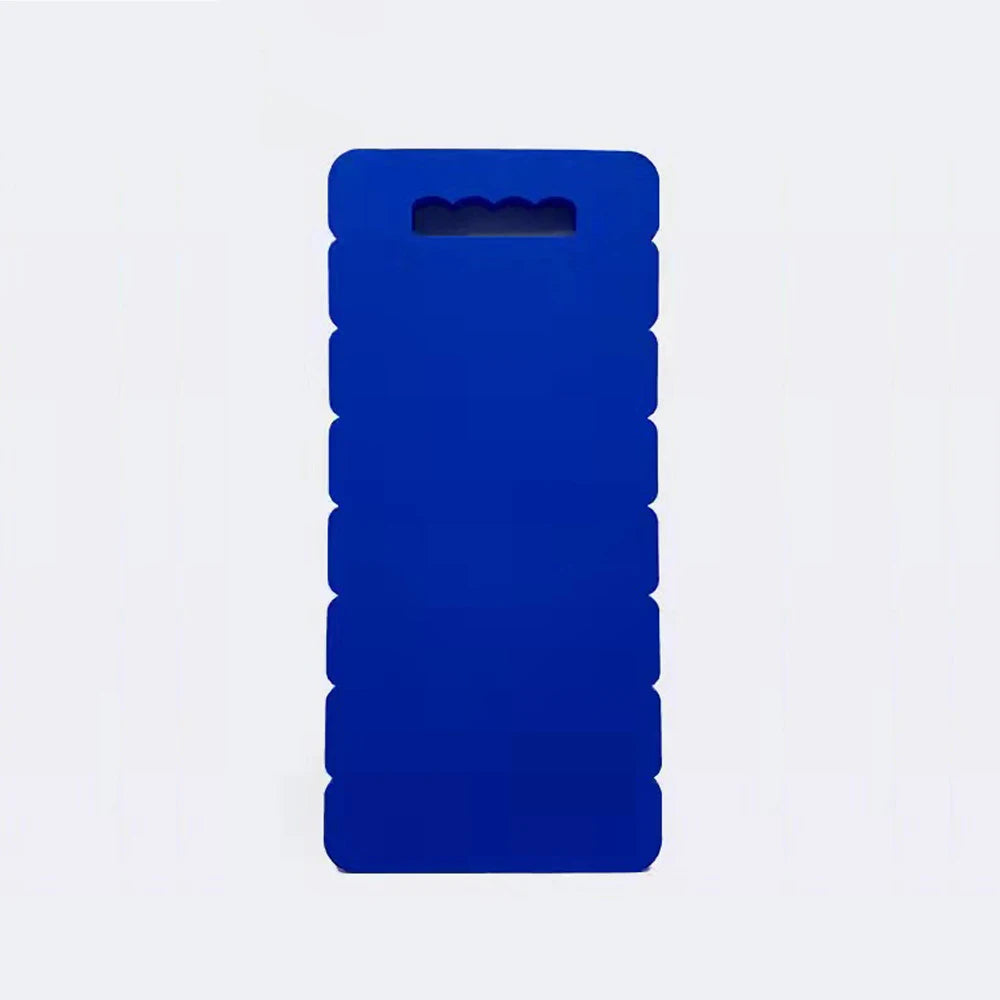 A thick blue protective kneeling mat designed for hard floors.