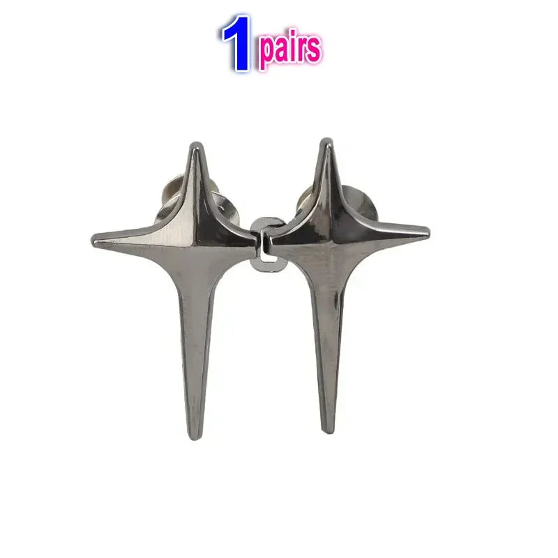 One pair of silver Y2K star clips for jeans and skirts