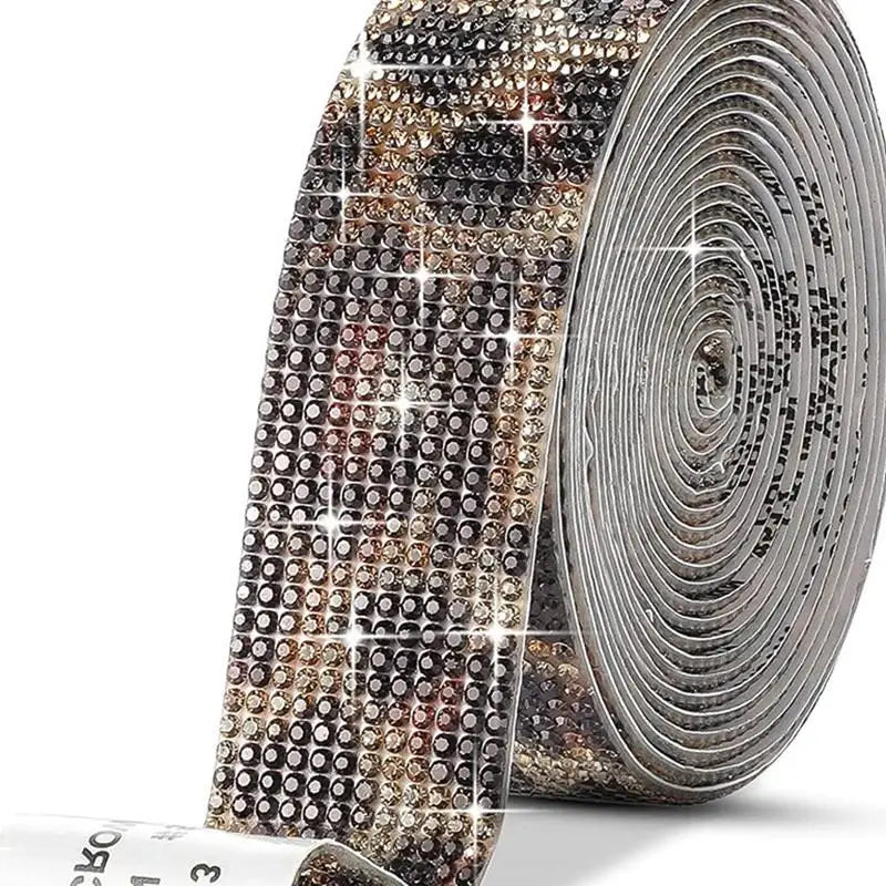 Roll of crystal rhinestone sticker ribbon with diamond trim for crafts and decor