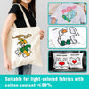 A white canvas tote bag featuring a yellow cartoon character and related designs.