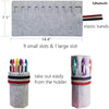 Ergonomic felt crochet hook set with 9 small and 1 large slot, featuring elastic bands.