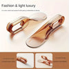 A pair of rose gold silicone mattress lifters or bed linen organizers shown with close-up details.