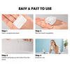 Instructions show how to use disposable compressed fiber face towels in four steps.