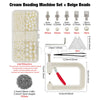Cream beading machine set with beige beads and various sized beads for crafting