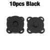 Ten black metal magnetic snap buttons for sewing