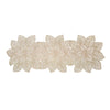 A beige luxury PVC dining placemat table runner with a delicate floral lace pattern.