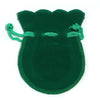 A dark green velvet drawstring gift bag shaped like a gourd.