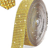 Gold crystal rhinestone sticker ribbon with diamond trim rolled up for crafting and decor