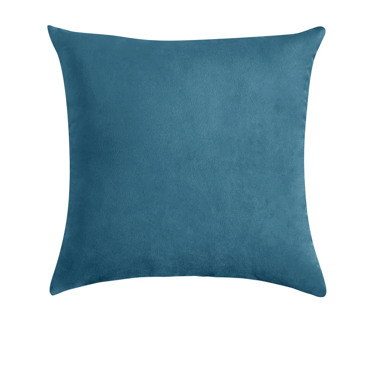 A square, deep teal velvet decorative pillow cover.