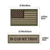 A rectangular military flag patch featuring the American flag design and the text IN GOD WE TRUST.