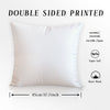 A white square pillow cover with a double-sided print, featuring an invisible zipper and short plush texture.