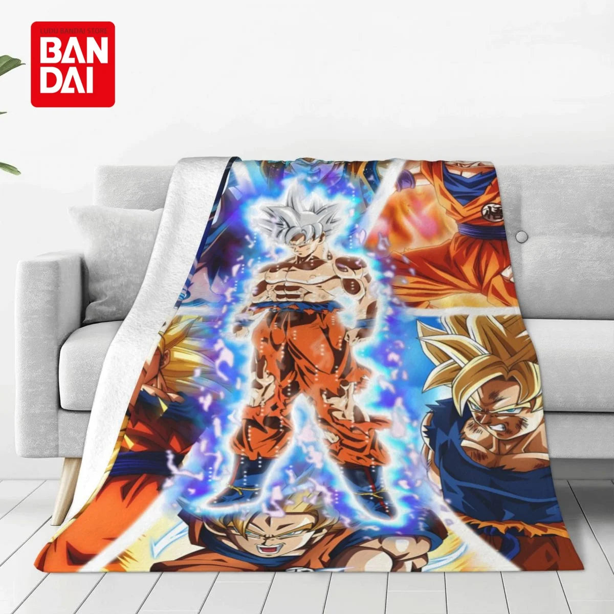 Anime character flannel throw blanket featuring multiple characters from Dragon Ball Z
