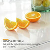 Sliced orange pieces on a white surface demonstrating the heat resistance of PVC material.