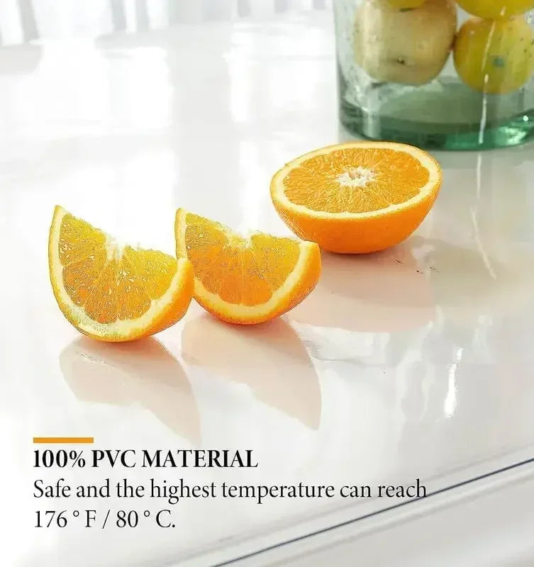 Sliced orange pieces on a white surface demonstrating the heat resistance of PVC material.