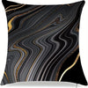 Black and gray marbled fabric pillow covers with gold geometric spots