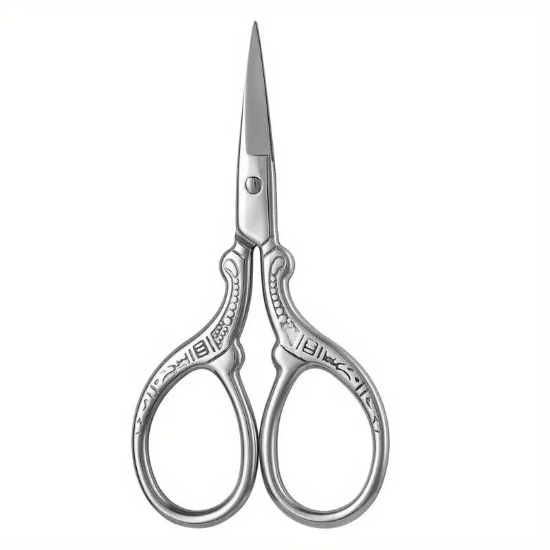 A pair of premium stainless steel embroidery scissors with silver blades and handles.