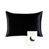 Black mulberry silk pillowcase with a crescent moon design