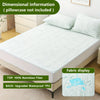 White bamboo fiber fitted sheet and mattress protector displayed on a bed frame.