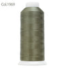 Spool of olive green high tenacity machine embroidery thread labeled Col.1969