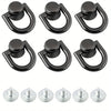 Set of metal D-shaped ring bag handles with screws in black finish