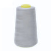A roll of gray premium sewing thread with a yellow core.