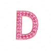 A pink rhinestone letter D patch used for DIY projects.
