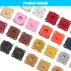 A collection of metal magnetic snap buttons in various colors including pink, red, brown, and silver.