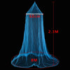 A blue lace dome mosquito net canopy shown with dimensions of 60cm width and 2.3m height.