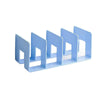 A clear plastic storage organizer with four vertical sections for organizing items.
